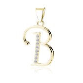 Pandantiv argint placat cu aur galben initiala litera B cu pietre DiAmanti LZ0002G_B-DIA Pandantiv argint placat cu aur galben initiala litera B cu pietre DiAmanti LZ0002G_B-DIA